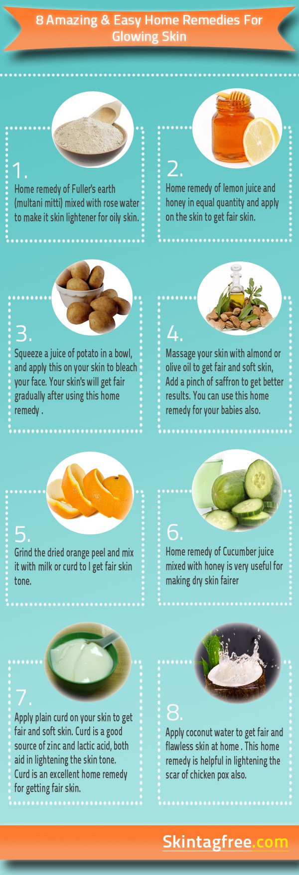 How To Get Glowing Skin - Easy Home Remedies - Infographics