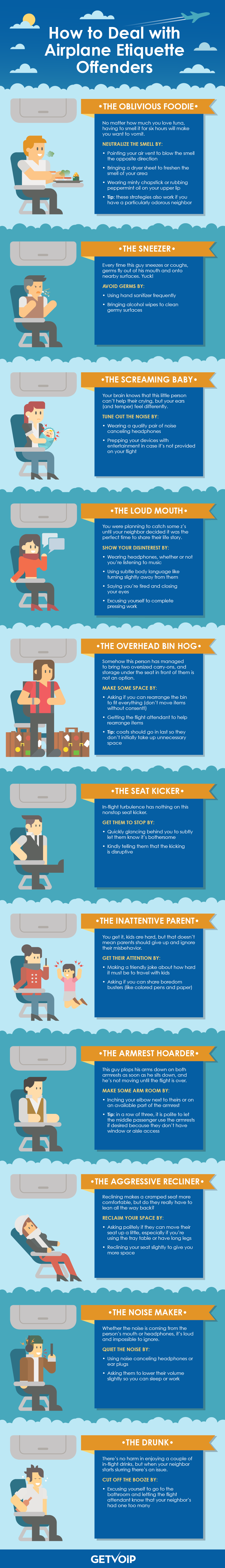 11 Types of Airplane Etiquette Offenders and How to Manage Them - Infographic