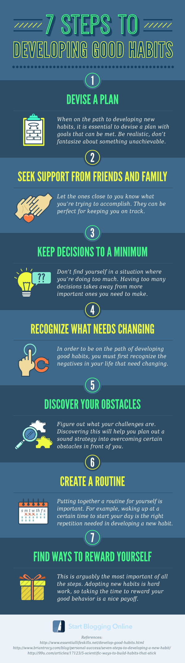 Changing Tracks: Developing Good Habits in 7 Easy Steps - Infographic